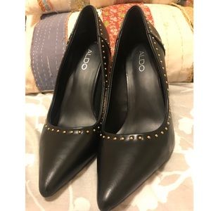 Aldo | Black leather Cassedy pumps with studs